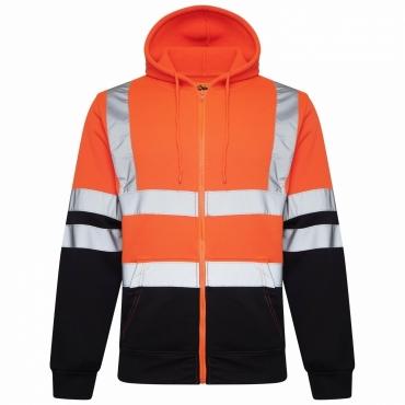 Hi Viz Visibility Mens Work Jacket Hooded Sweatshirt