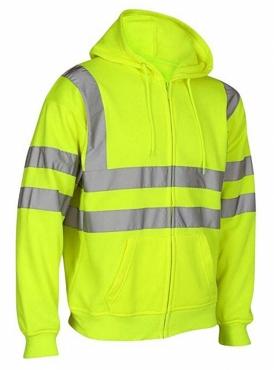 Hi Viz Visibility Mens Work Jacket Hooded Sweatshirt